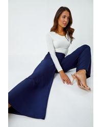 Roman - Elastic Waist Wide Leg Stretch Trousers - Lyst