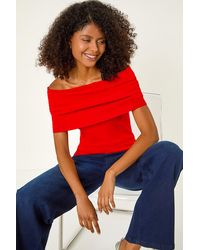 D.u.s.k - Bardot Knitted Top - Lyst