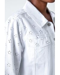 Roman - Cotton Blend Broderie Sleeve Jacket - Lyst