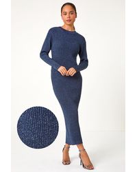Roman Petite - Shimmer Ribbed Knit Dress - Lyst