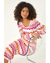 D.u.s.k - Zig Zag Knitted Maxi Dress - Lyst