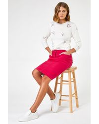 Roman - Cotton Denim Stretch Skirt - Lyst