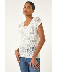 Roman - Double Layer Open Knit Top - Lyst
