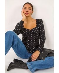 Roman - Sweetheart Neck Print Stretch Tunic Top - Lyst