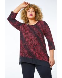 Roman Curve - Animal Contrast Hem Top - Lyst
