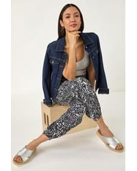 Roman - Abstract Animal Print Tie Waist Trousers - Lyst