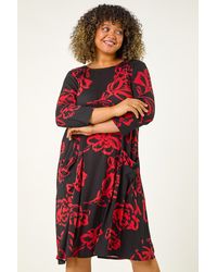 Roman Curve - Floral Print Pocket Swing Dress - Lyst