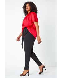 Roman - Curve Tapered Belted Stretch Trousers - Lyst