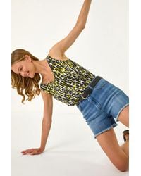 Roman - Abstract Print Stretch Jersey Cami Top - Lyst