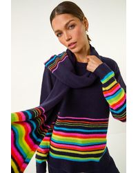 Roman - Border Stripe Scarf Knit Jumper - Lyst