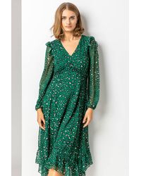 Roman - Animal Print Chiffon Midi Dress - Lyst