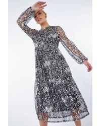 D.u.s.k - Metallic Animal Print Tiered Midi Dress - Lyst