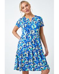 Roman - Originals Petite Tiered Floral Stretch T-shirt Dress - Lyst
