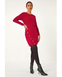 Roman - Side Button Detail Knitted Dress - Lyst