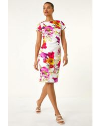 Roman - Floral Premium Stretch Shift Dress - Lyst