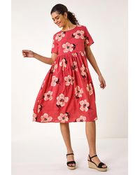 Roman - Floral Smock Midi Dress - Lyst