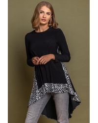 Roman - Glitter Animal Print Dipped Hem Top - Lyst