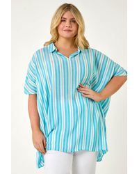 Roman Curve - Stripe Popover Woven Top - Lyst