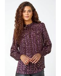 Roman - Metallic Animal Spot Print Chiffon Top - Lyst