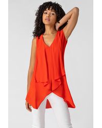 Roman - Asymmetric Hanky Hem Chiffon Tunic Top - Lyst