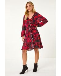 Roman Petite - Floral Frill Detail Dress - Lyst
