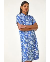 Roman - Abstract Print Button Shirt Dress - Lyst