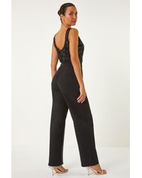Roman - Contrast Sequin Bodice Jumpsuit - Lyst