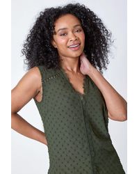 Roman Petite - Spot Print Lace V-Neck Tunic Top - Lyst