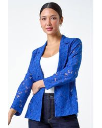 Roman - Cotton Blend Floral Lace Jacket - Lyst