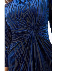 Roman Petite - Zebra Print Burnout Ruched Midi Dress - Lyst
