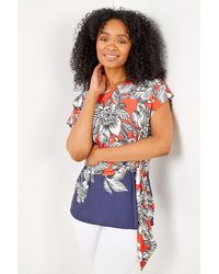 Roman Petite - Floral Print Waist Tie Top - Lyst