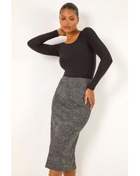 Roman - Abstract Print Elastic Waist Pencil Skirt - Lyst