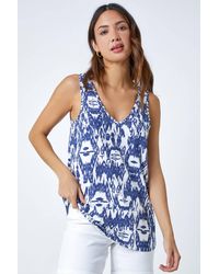 Roman - Abstract Print V-Neck Stretch Jersey Cami Top - Lyst