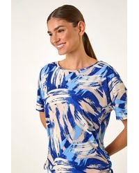 Roman - Abstract Print Side Tie Detail Top - Lyst