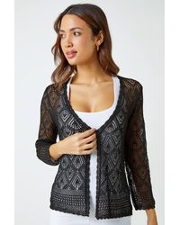 Roman - Knitted Crochet Shimmer Shrug - Lyst