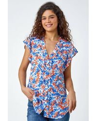 Roman - Ditsy Spot Button Through Frill V-Neck Blouse - Lyst