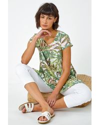 Roman - Tropical Print Hanky Hem Tunic Top - Lyst