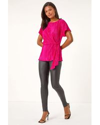 Roman - Textured Side Tie Tunic Top - Lyst