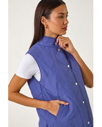 Roman - Diamond Quilted Funnel Neck Gilet - Lyst