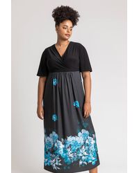 Roman Curve - Floral Border Print Wrap Maxi Dress - Lyst