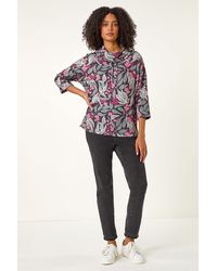 Roman - Floral Printed Roll Neck Top - Lyst