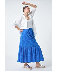 Roman - Cotton Broderie Pocket Midi Skirt - Lyst