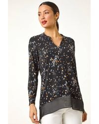 Roman - Abstract Print V-Neck Tunic Top - Lyst
