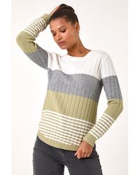 Roman - Textured Stripe Knitted Jumper - Lyst