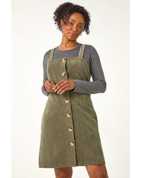 Roman Petite - Corduroy Pinafore Button Dress - Lyst