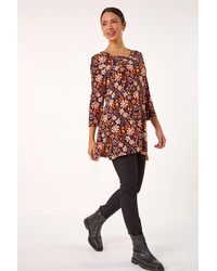 Roman - Floral Print Jersey Tunic Top - Lyst