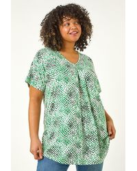 Roman Curve - Spotted Leaf Print Stretch Top - Lyst