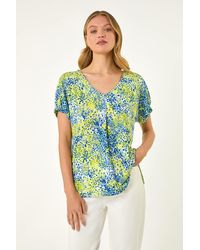 Roman - Abstract Spot Print Pleat Front Top - Lyst