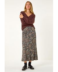 Roman - Floral Print Paneled Tulip Skirt - Lyst
