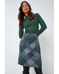 Roman - Check Print Pocket Stretch A Line Skirt - Lyst